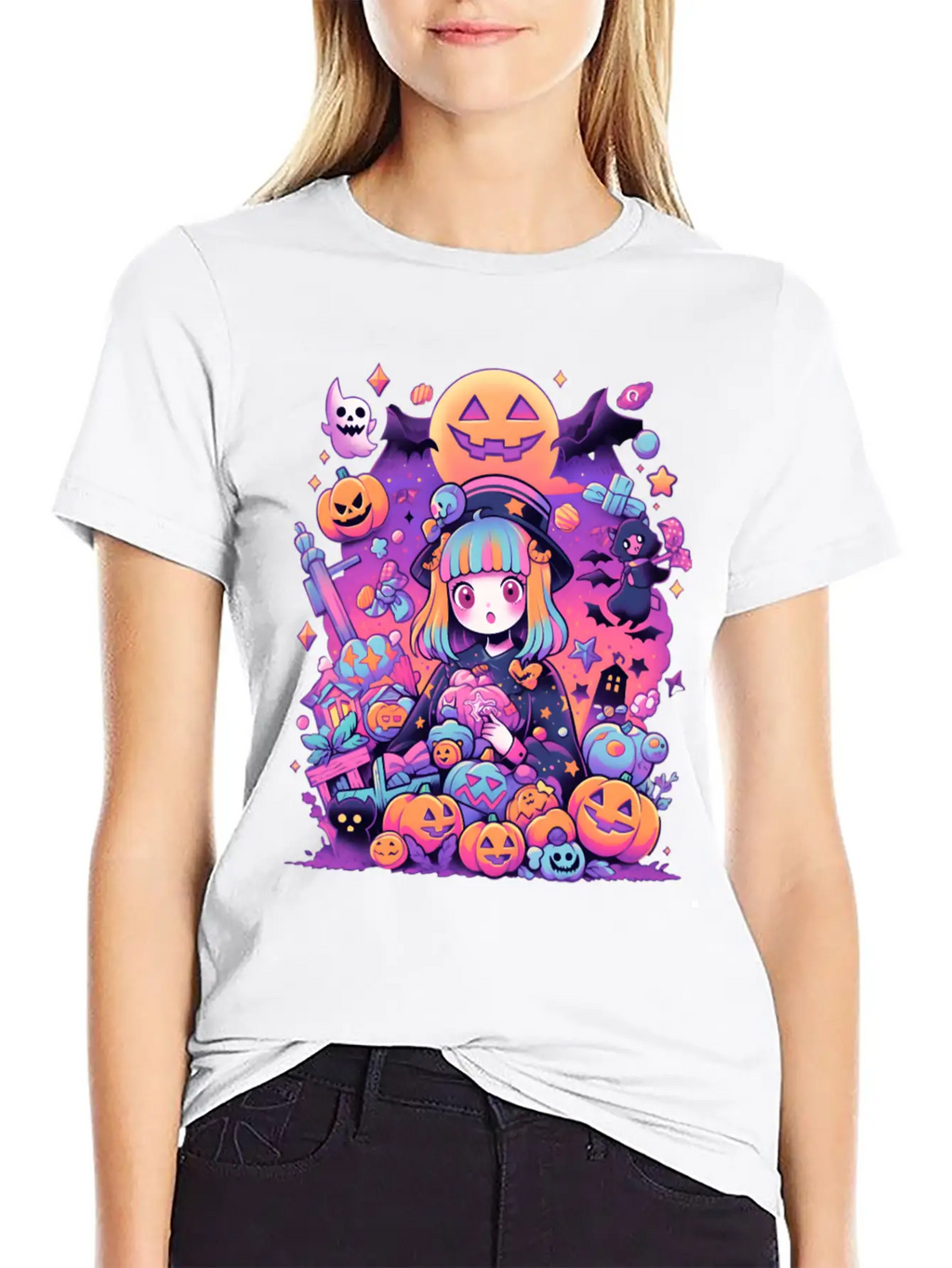 Anime Girl Aesthetic Halloween Unisex Casual T-Shirt – Clean Design For Daily Comfort