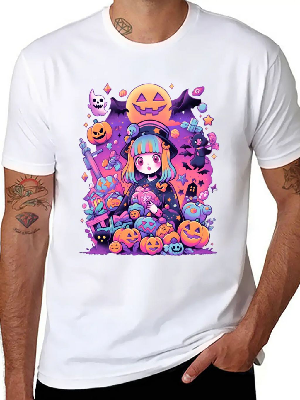 Anime Girl Aesthetic Halloween Unisex Casual T-Shirt – Clean Design For Daily Comfort