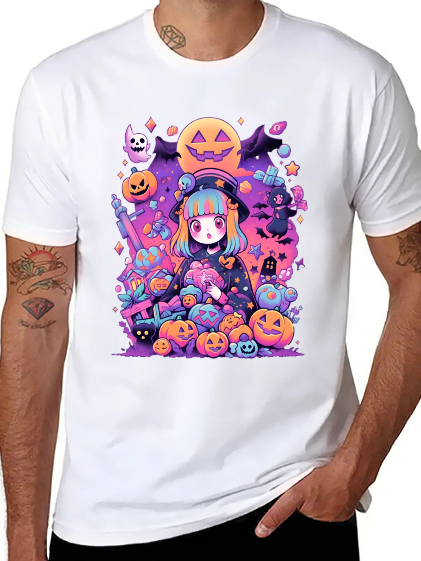 Anime Girl Aesthetic Halloween Unisex Casual T-Shirt – Clean Design For Daily Comfort