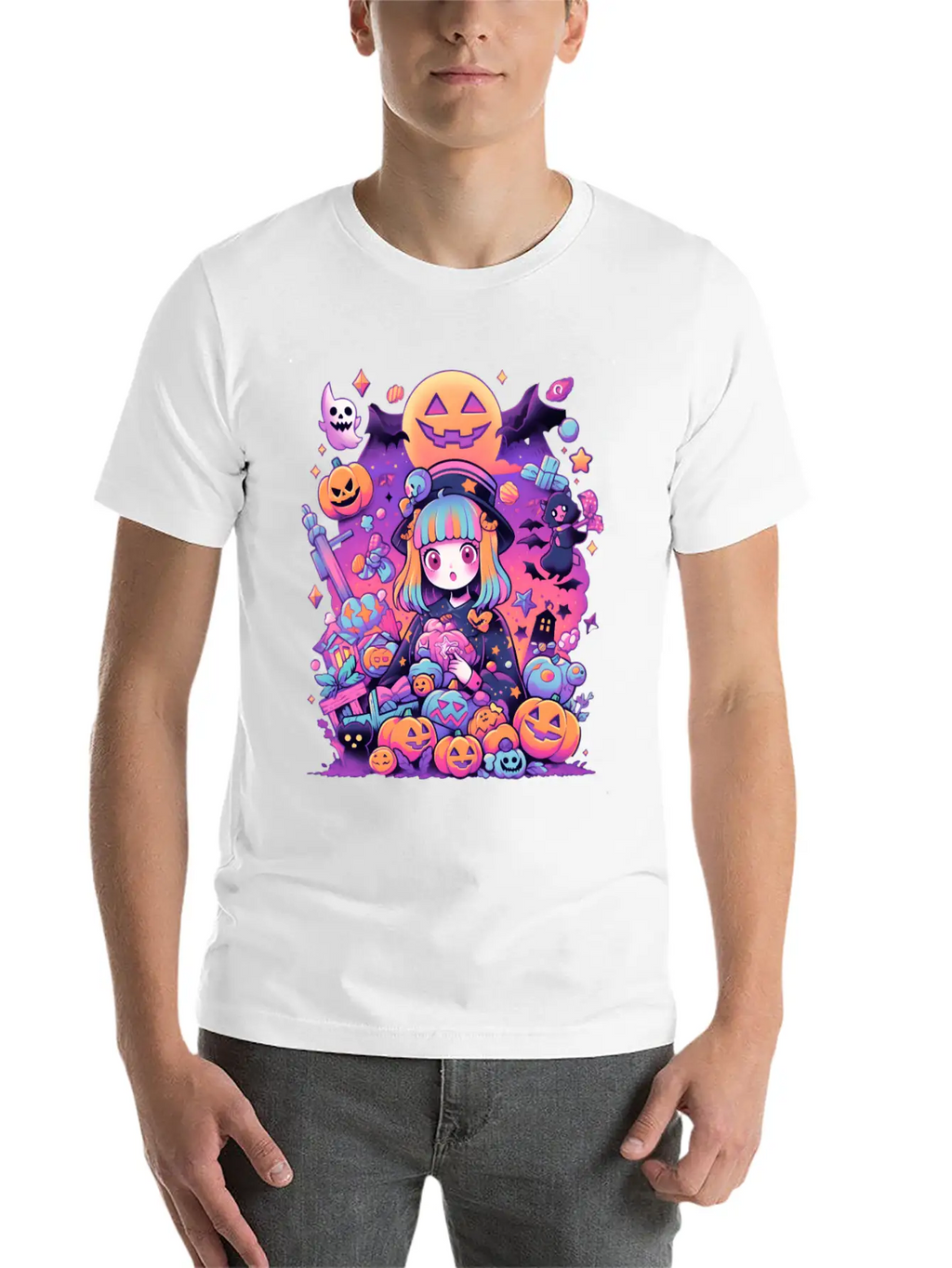 Anime Girl Aesthetic Halloween Unisex Casual T-Shirt – Clean Design For Daily Comfort