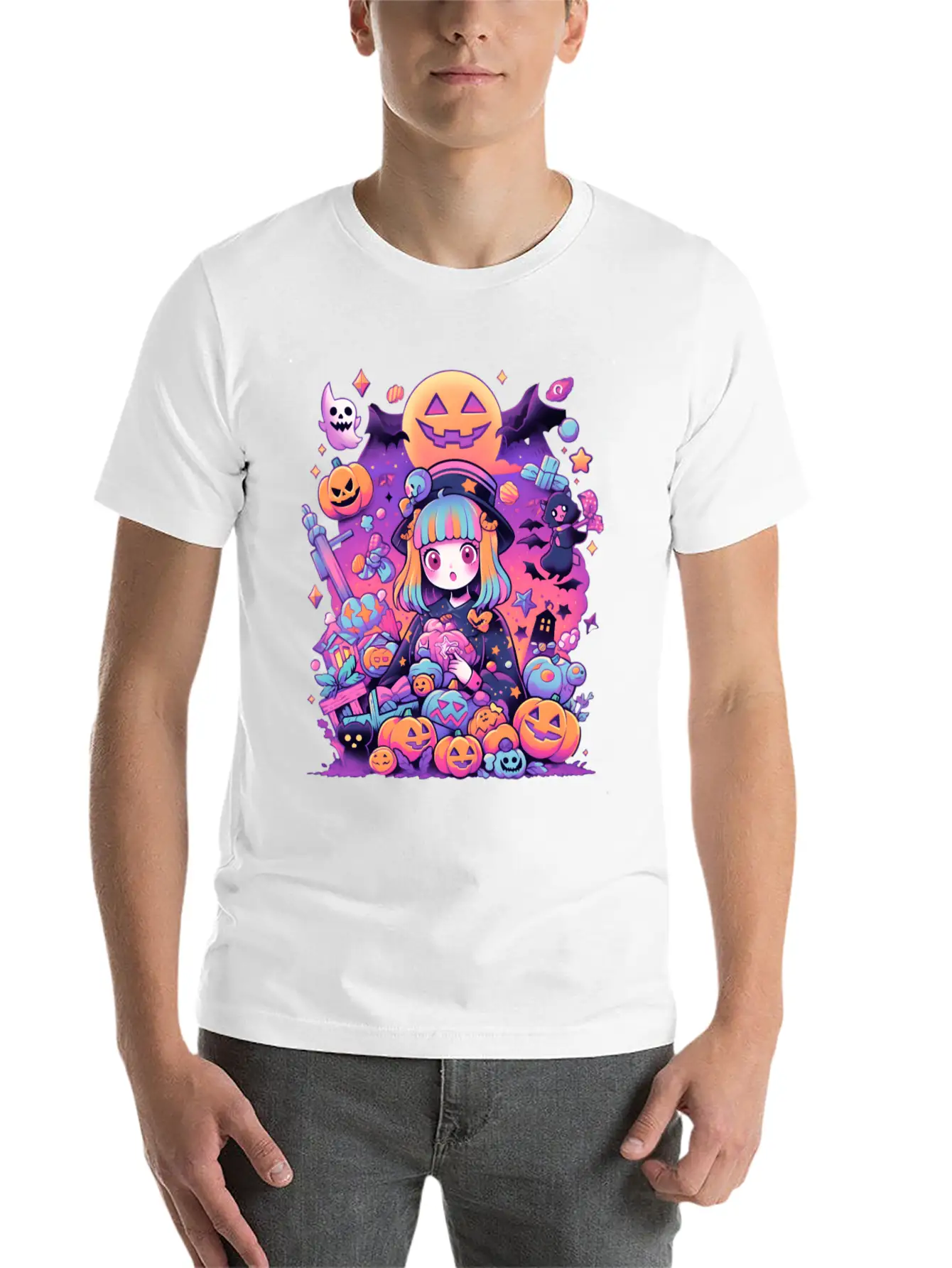 Anime Girl Aesthetic Halloween Unisex Casual T-Shirt – Clean Design For Daily Comfort
