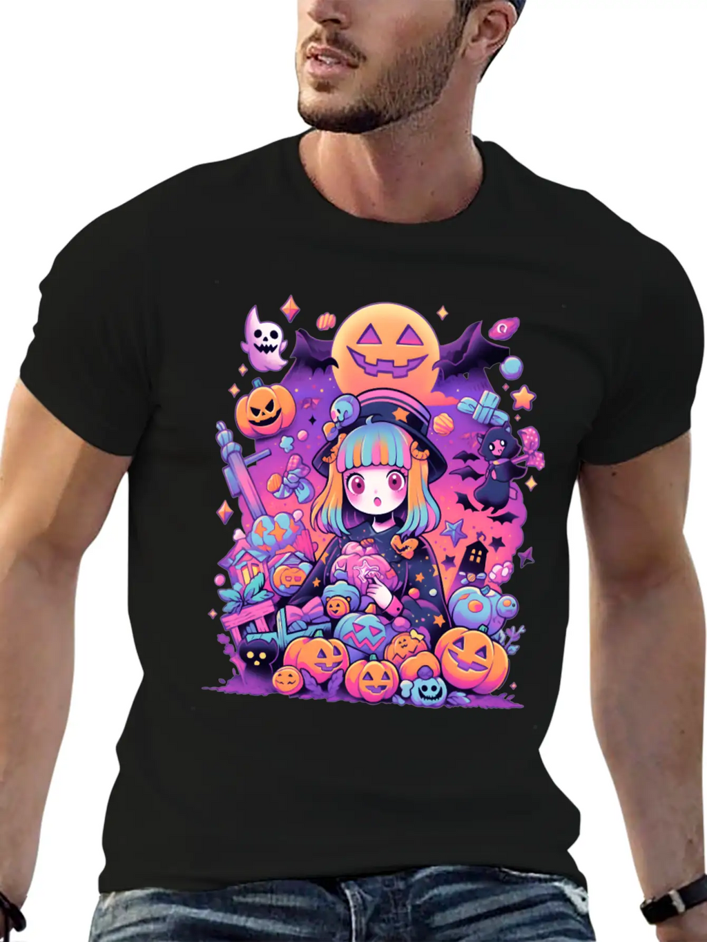 Anime Girl Aesthetic Halloween Unisex Casual T-Shirt – Clean Design For Daily Comfort