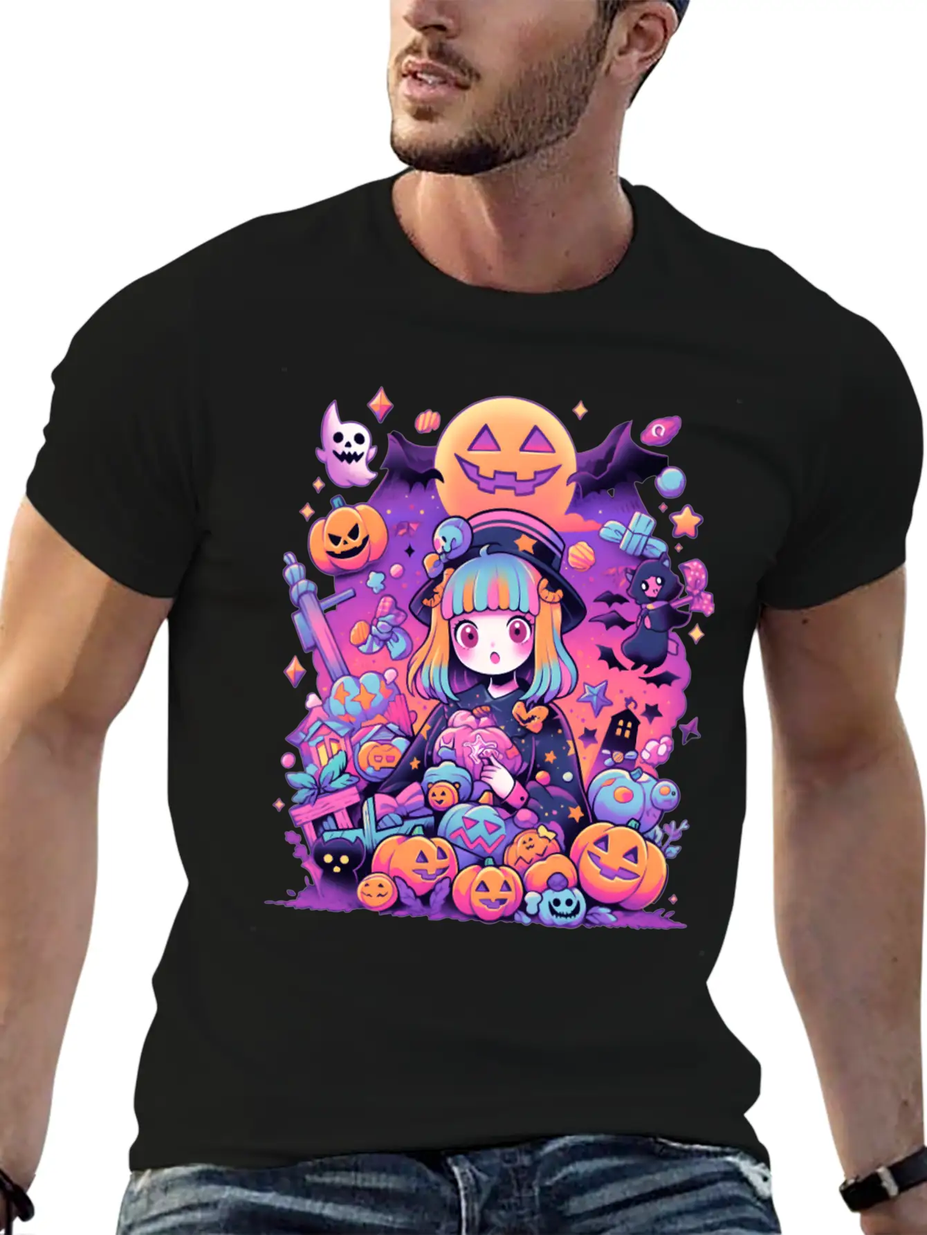 Anime Girl Aesthetic Halloween Unisex Casual T-Shirt – Clean Design For Daily Comfort