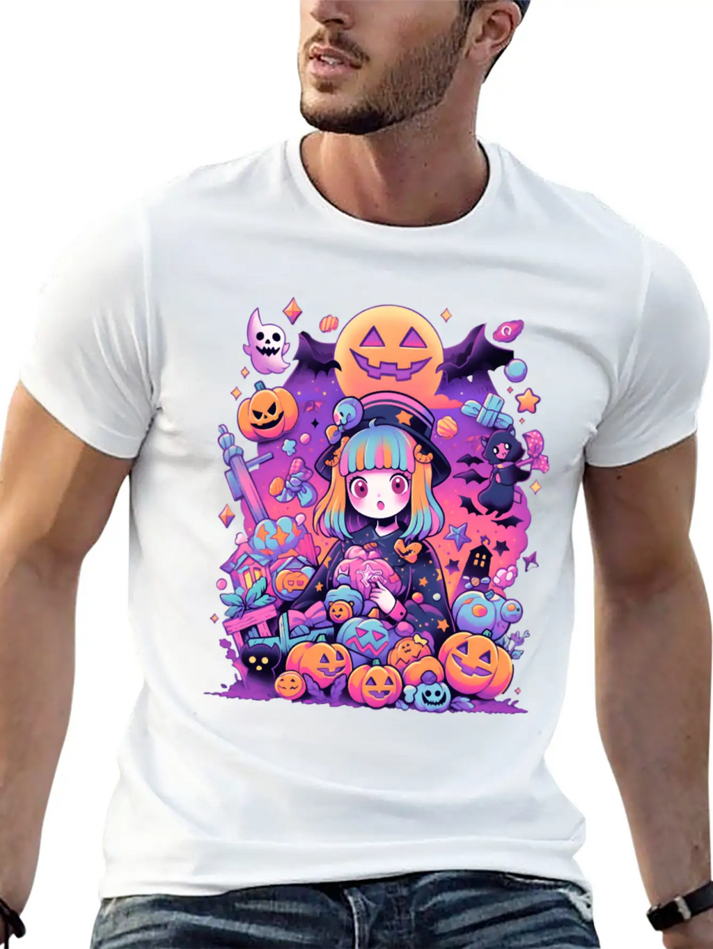 Anime Girl Aesthetic Halloween Unisex Casual T-Shirt – Clean Design For Daily Comfort