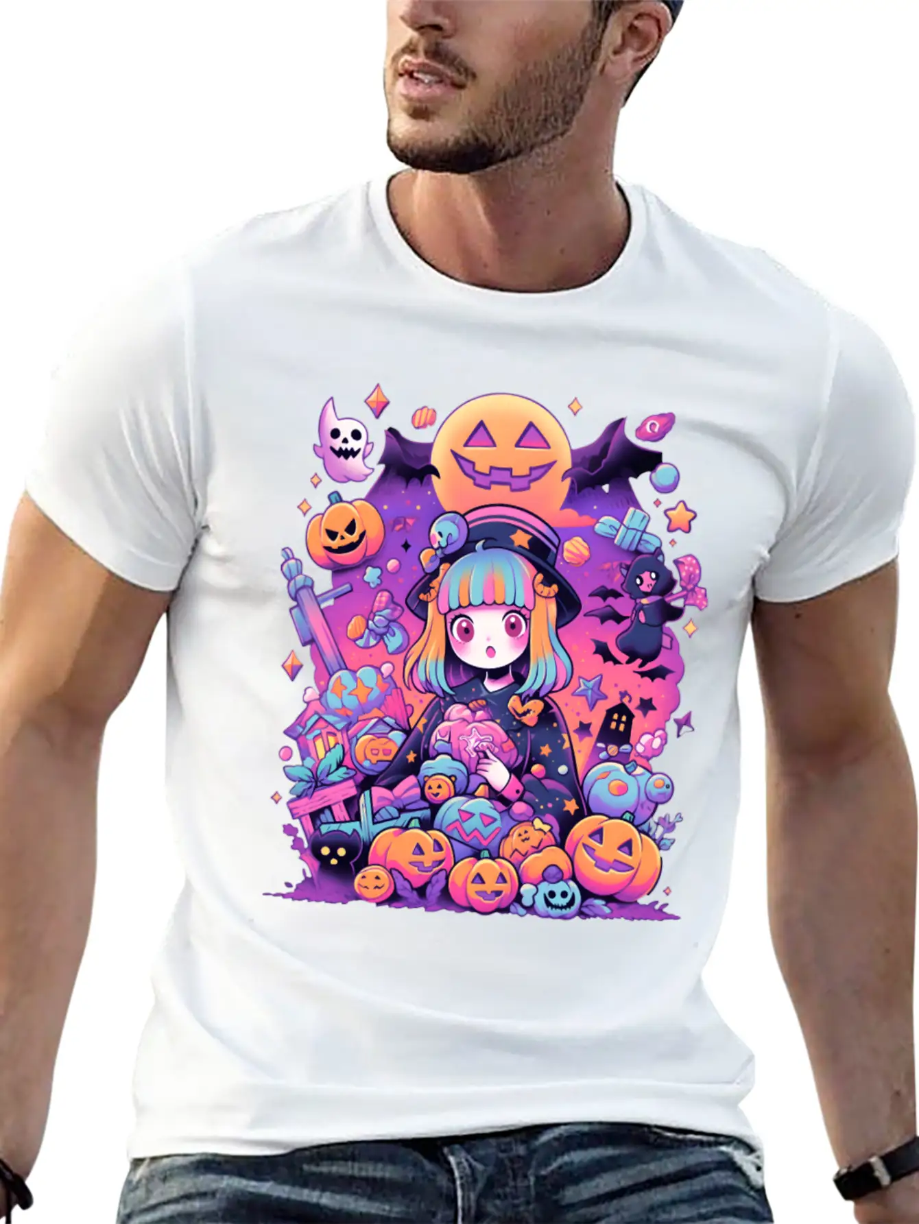 Anime Girl Aesthetic Halloween Unisex Casual T-Shirt – Clean Design For Daily Comfort