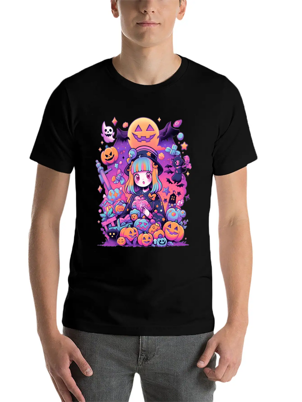 Anime Girl Aesthetic Halloween Unisex Casual T-Shirt – Clean Design For Daily Comfort