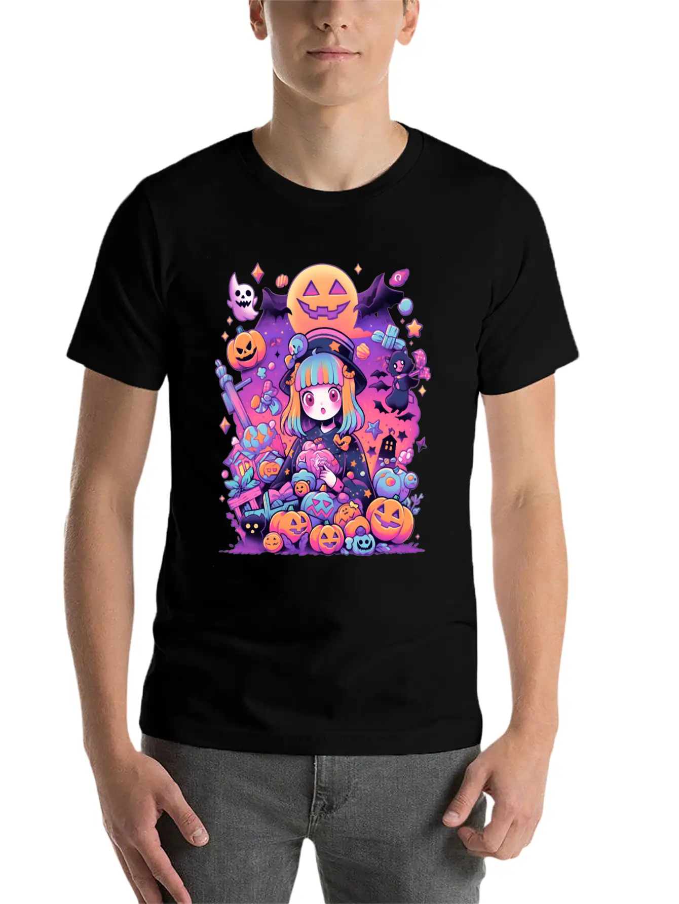 Anime Girl Aesthetic Halloween Unisex Casual T-Shirt – Clean Design For Daily Comfort
