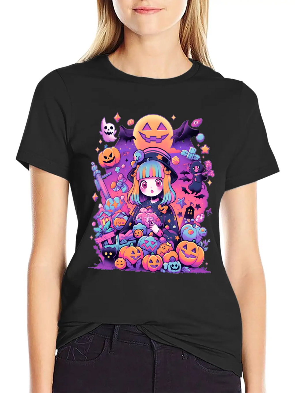 Anime Girl Aesthetic Halloween Unisex Casual T-Shirt – Clean Design For Daily Comfort