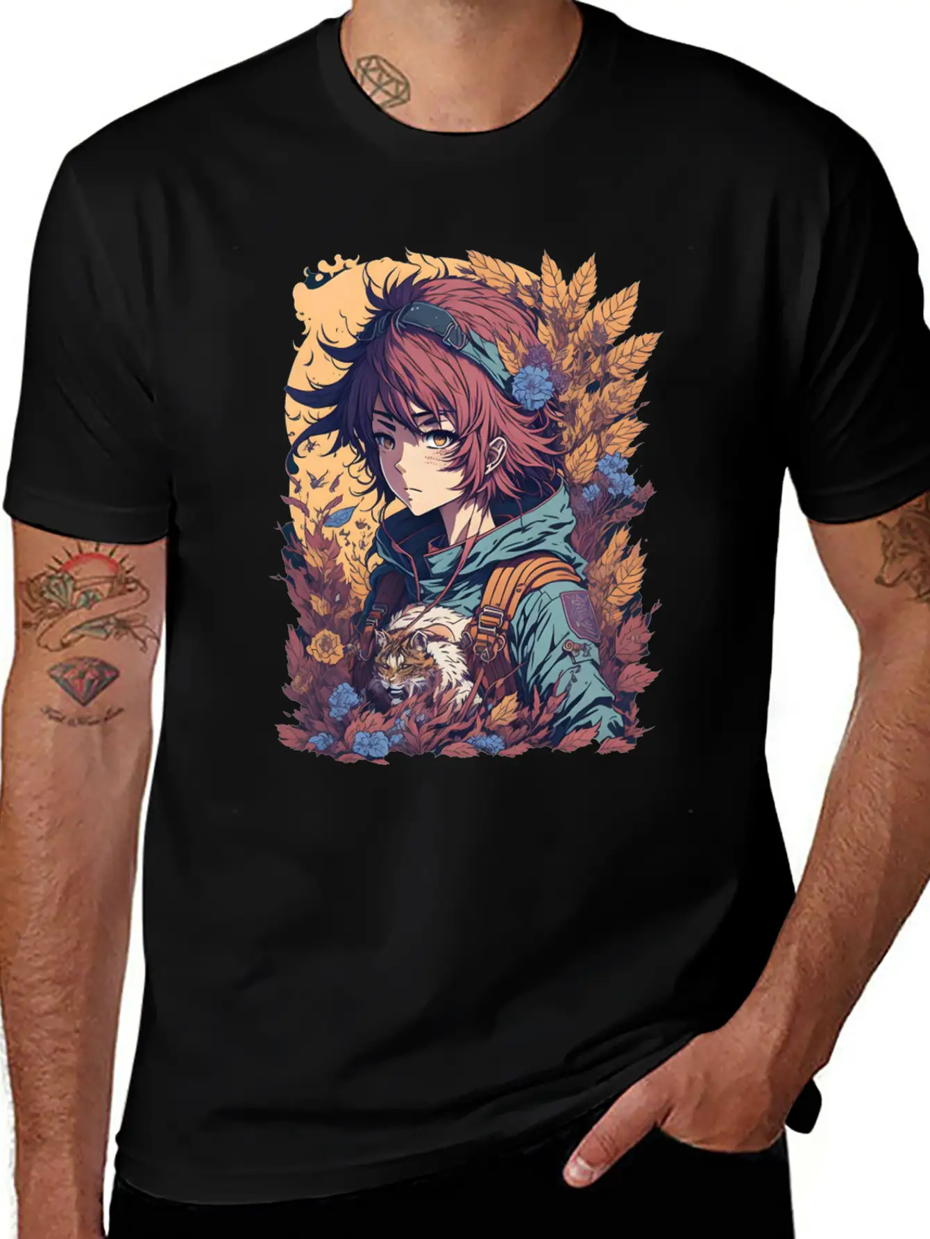 Anime Jungle Lion Girl Relaxed Everyday Tee – Lightweight And Durable Cotton