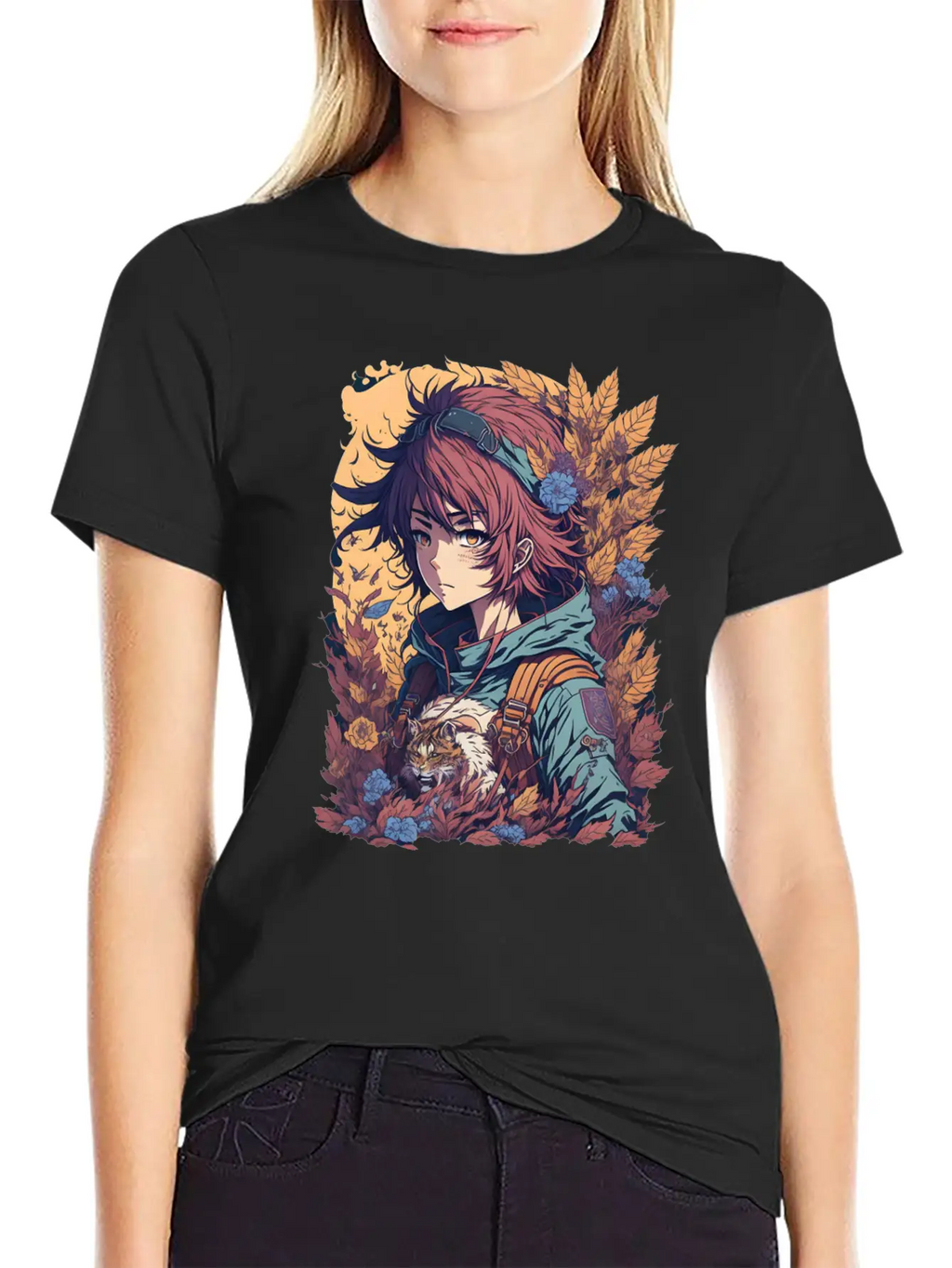 Anime Jungle Lion Girl Relaxed Everyday Tee – Lightweight And Durable Cotton