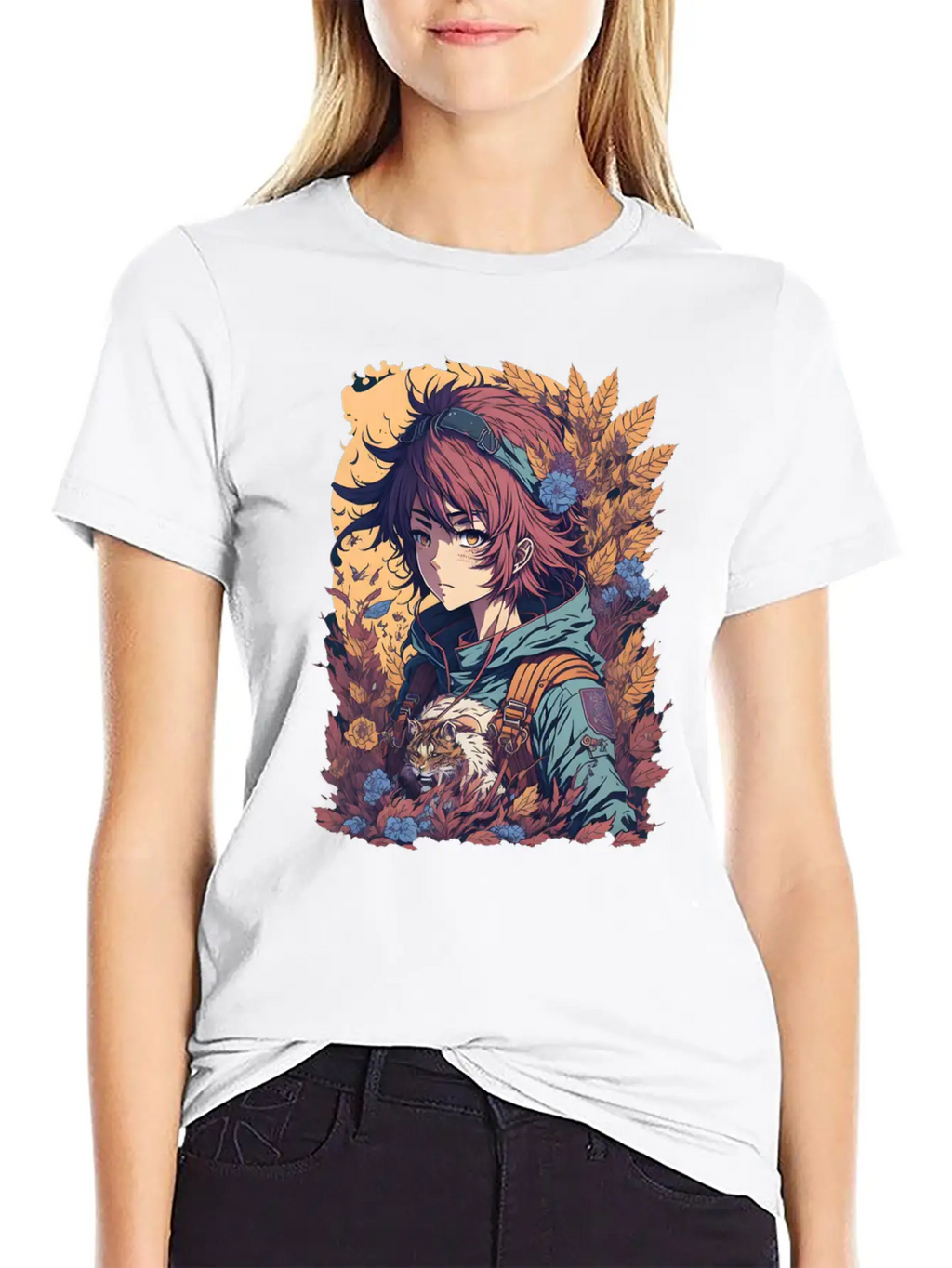Anime Jungle Lion Girl Relaxed Everyday Tee – Lightweight And Durable Cotton