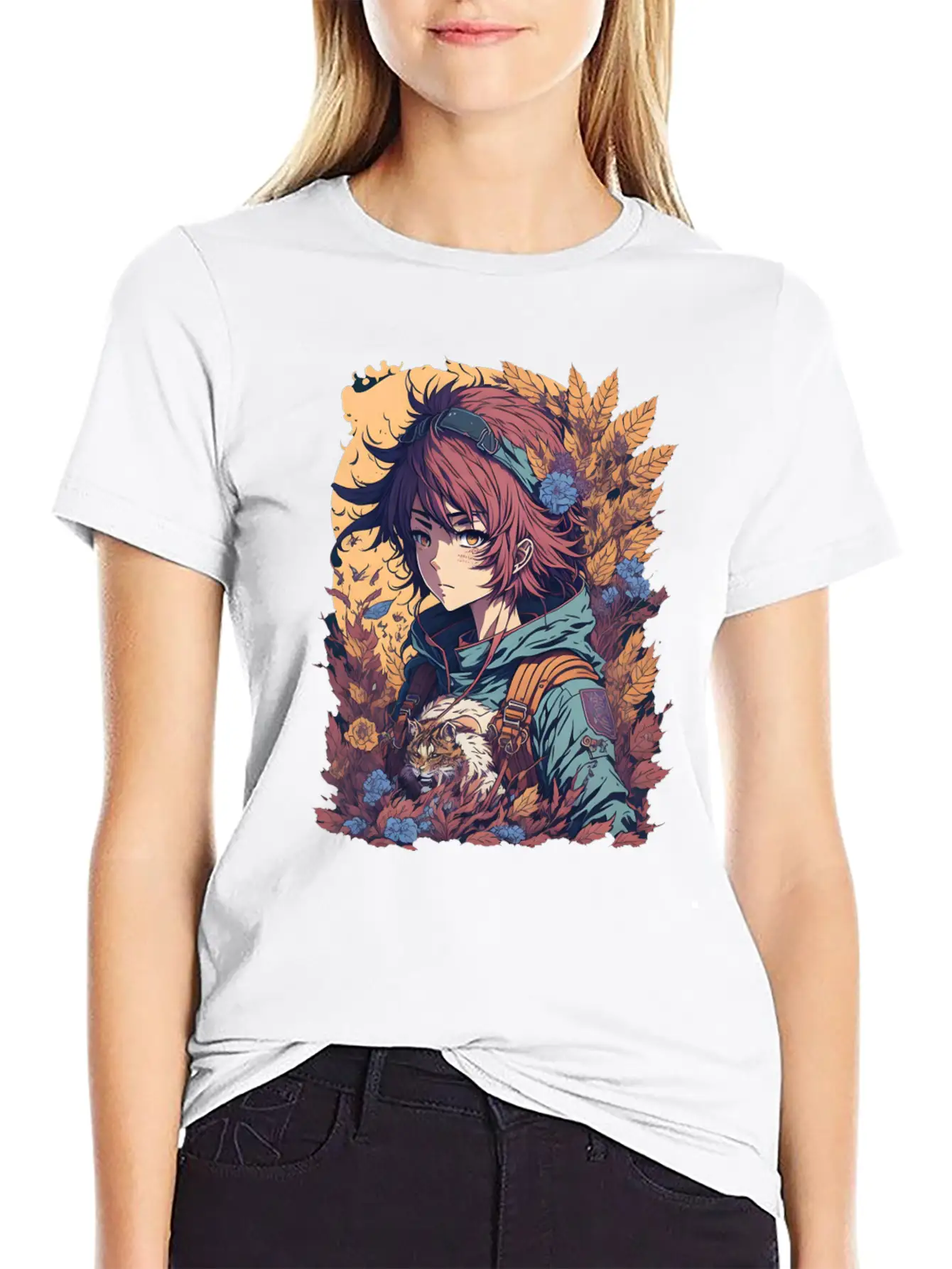 Anime Jungle Lion Girl Relaxed Everyday Tee – Lightweight And Durable Cotton