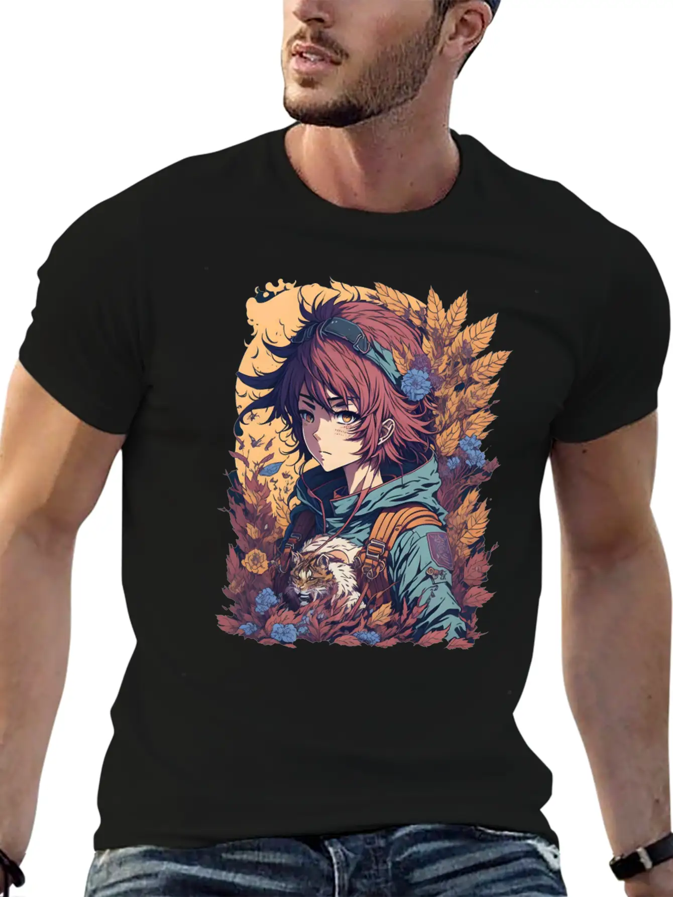 Anime Jungle Lion Girl Relaxed Everyday Tee – Lightweight And Durable Cotton