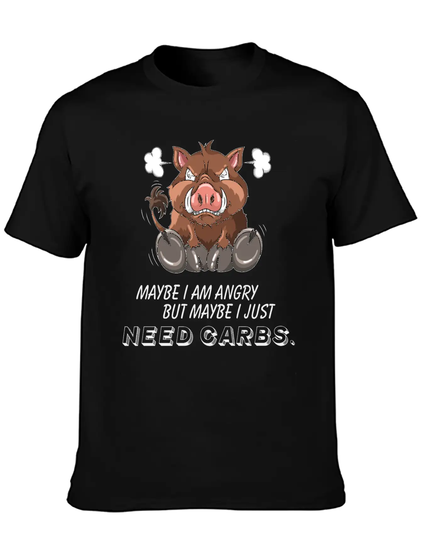 Annoyed Wild Boar Low Carb Diet Illustration Basic Graphic T-Shirt – Daily Comfort In Soft Cotton