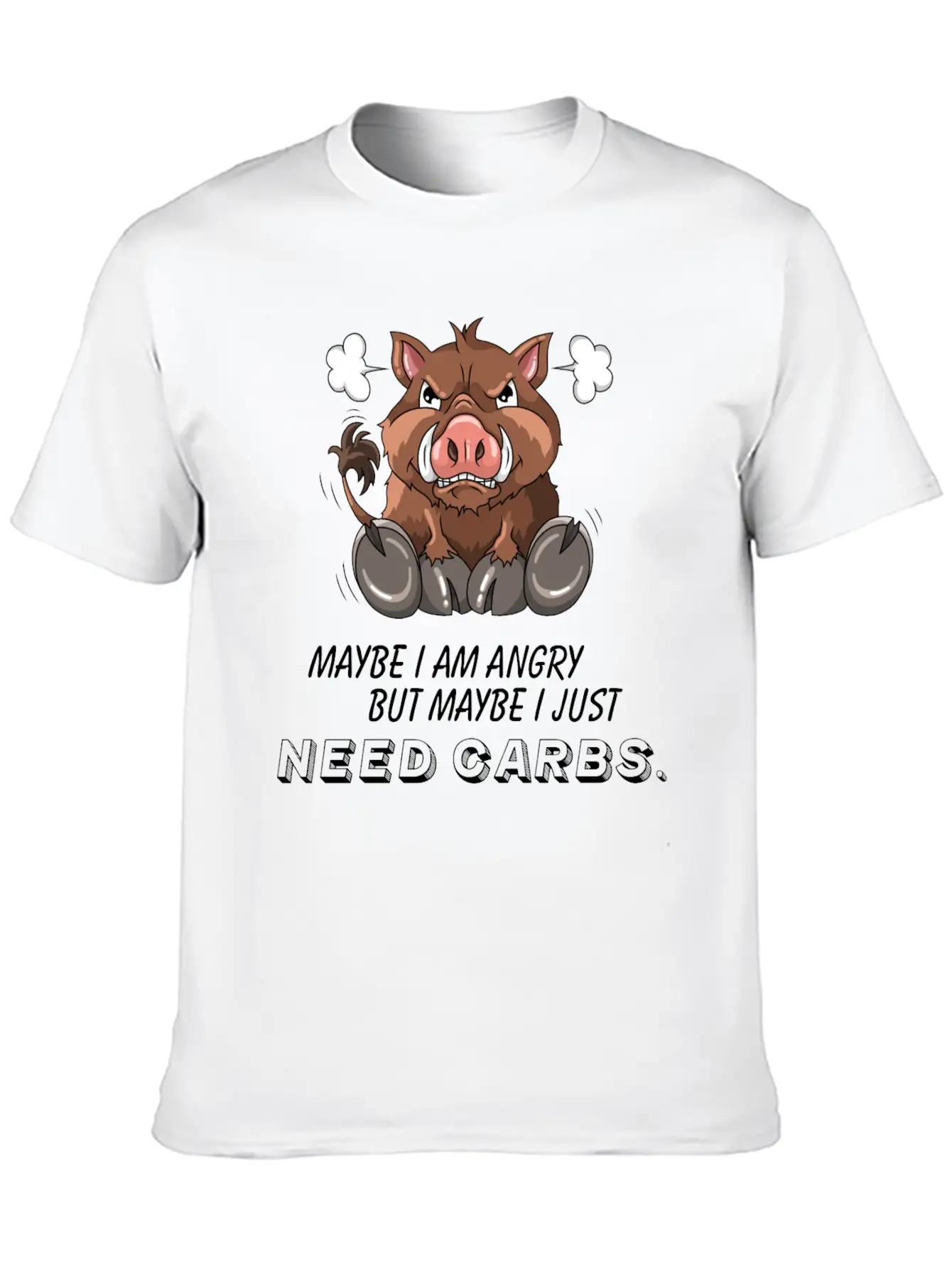 Annoyed Wild Boar Low Carb Diet Illustration Basic Graphic T-Shirt – Daily Comfort In Soft Cotton