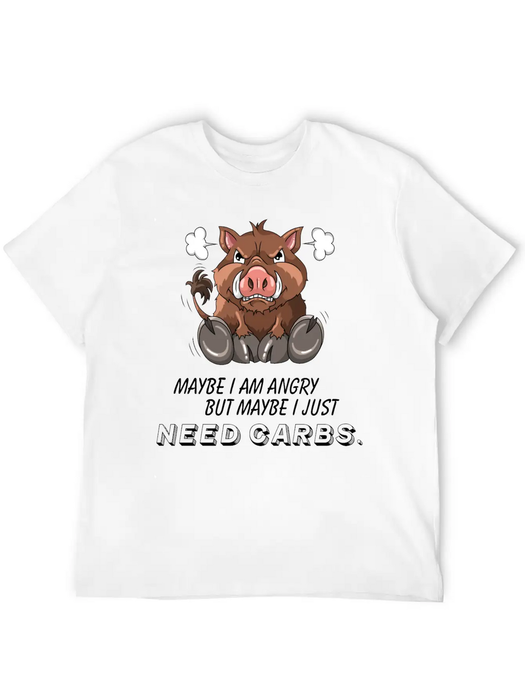Annoyed Wild Boar Low Carb Diet Illustration Basic Graphic T-Shirt – Daily Comfort In Soft Cotton