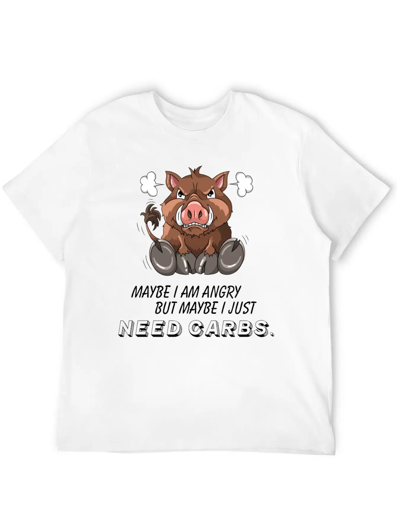 Annoyed Wild Boar Low Carb Diet Illustration Basic Graphic T-Shirt – Daily Comfort In Soft Cotton