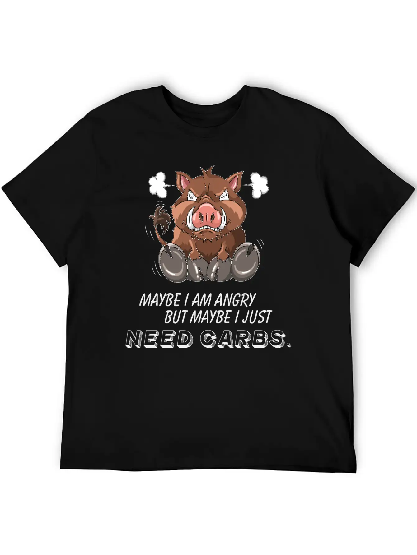 Annoyed Wild Boar Low Carb Diet Illustration Basic Graphic T-Shirt – Daily Comfort In Soft Cotton