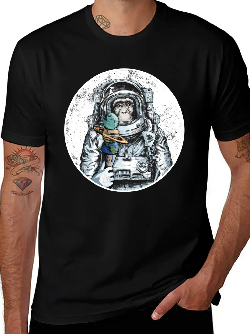 Ape Astronaut Outer Space Ice Cream Moon Monkey Unisex Casual T-Shirt – Clean Design For Daily Comfort