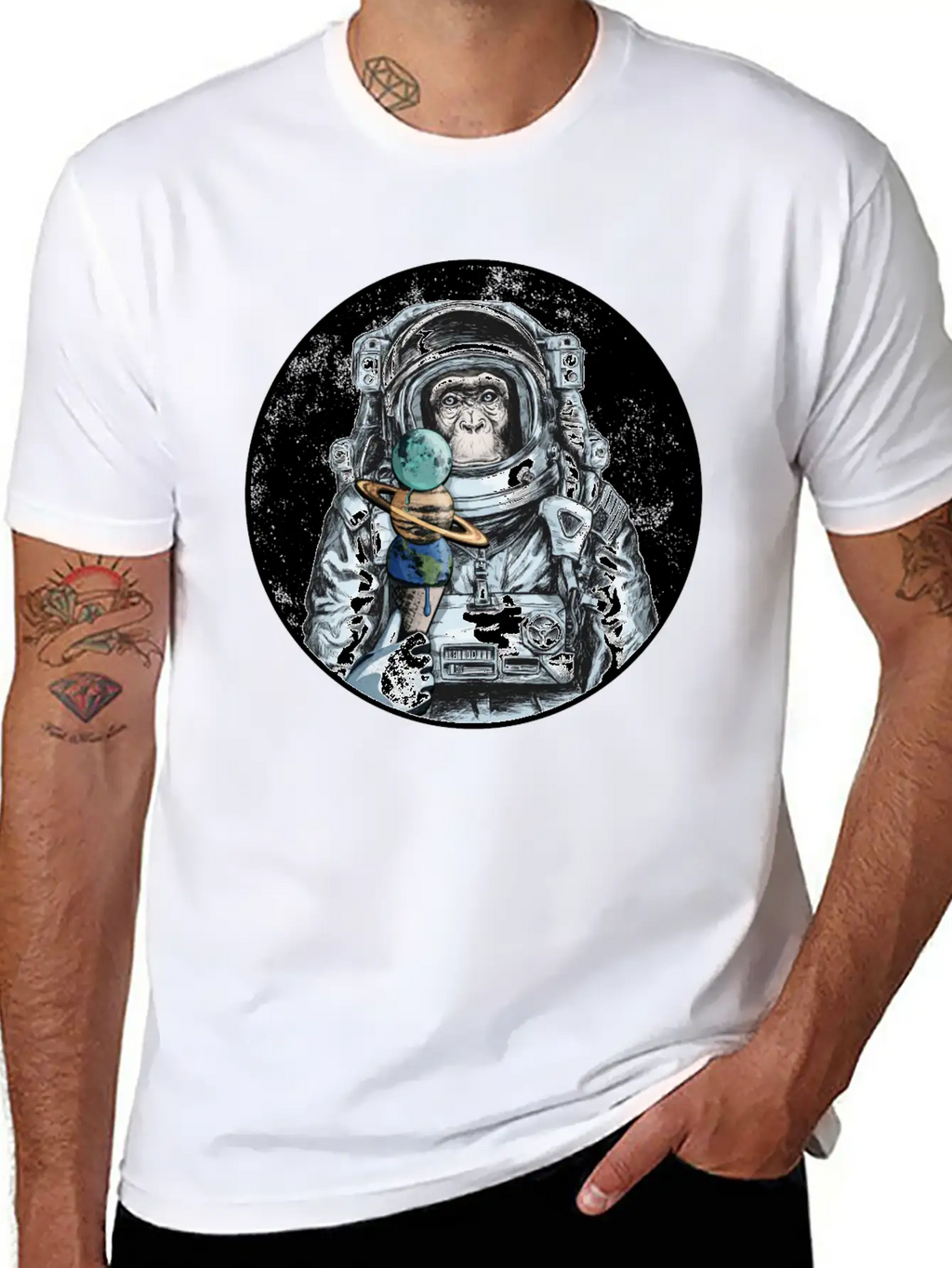 Ape Astronaut Outer Space Ice Cream Moon Monkey Unisex Casual T-Shirt – Clean Design For Daily Comfort