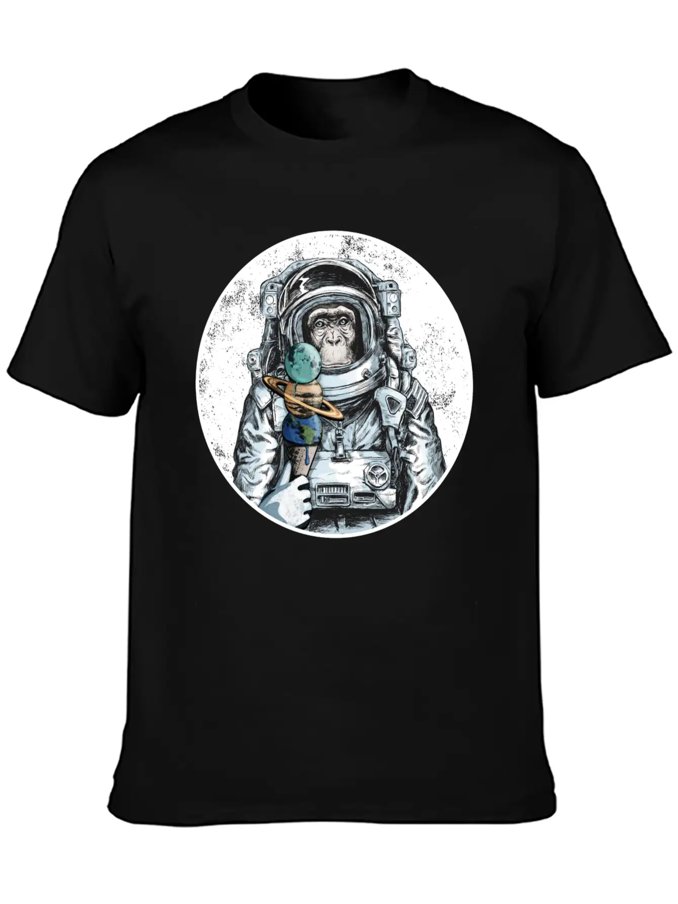 Ape Astronaut Outer Space Ice Cream Moon Monkey Unisex Casual T-Shirt – Clean Design For Daily Comfort