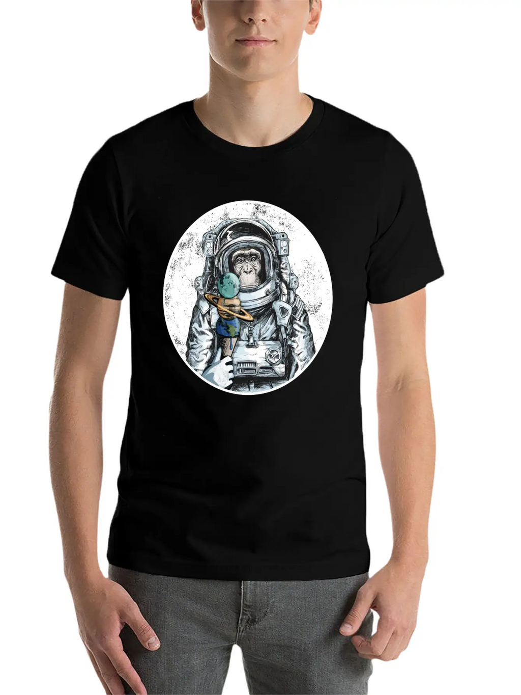 Ape Astronaut Outer Space Ice Cream Moon Monkey Unisex Casual T-Shirt – Clean Design For Daily Comfort