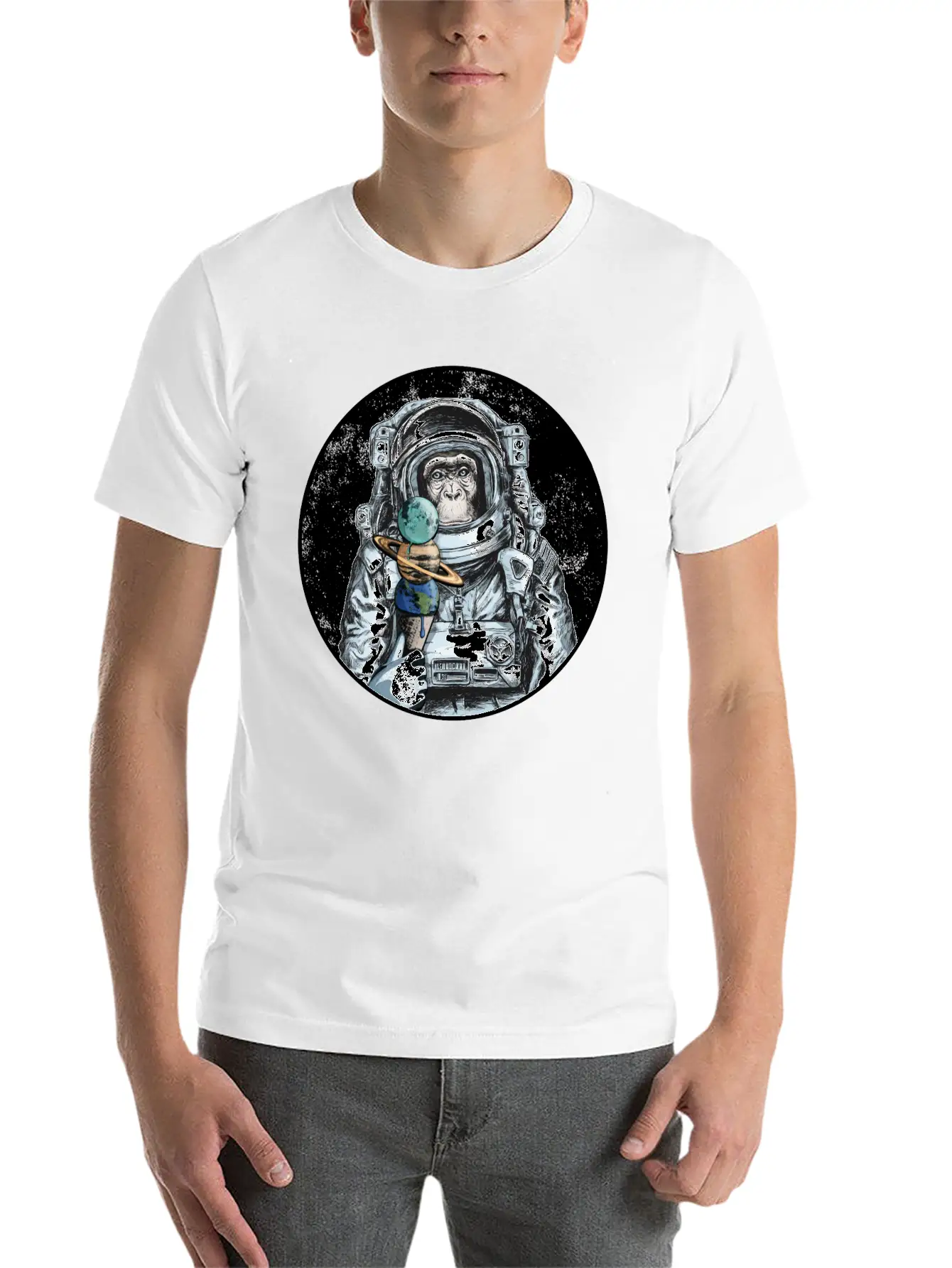 Ape Astronaut Outer Space Ice Cream Moon Monkey Unisex Casual T-Shirt – Clean Design For Daily Comfort