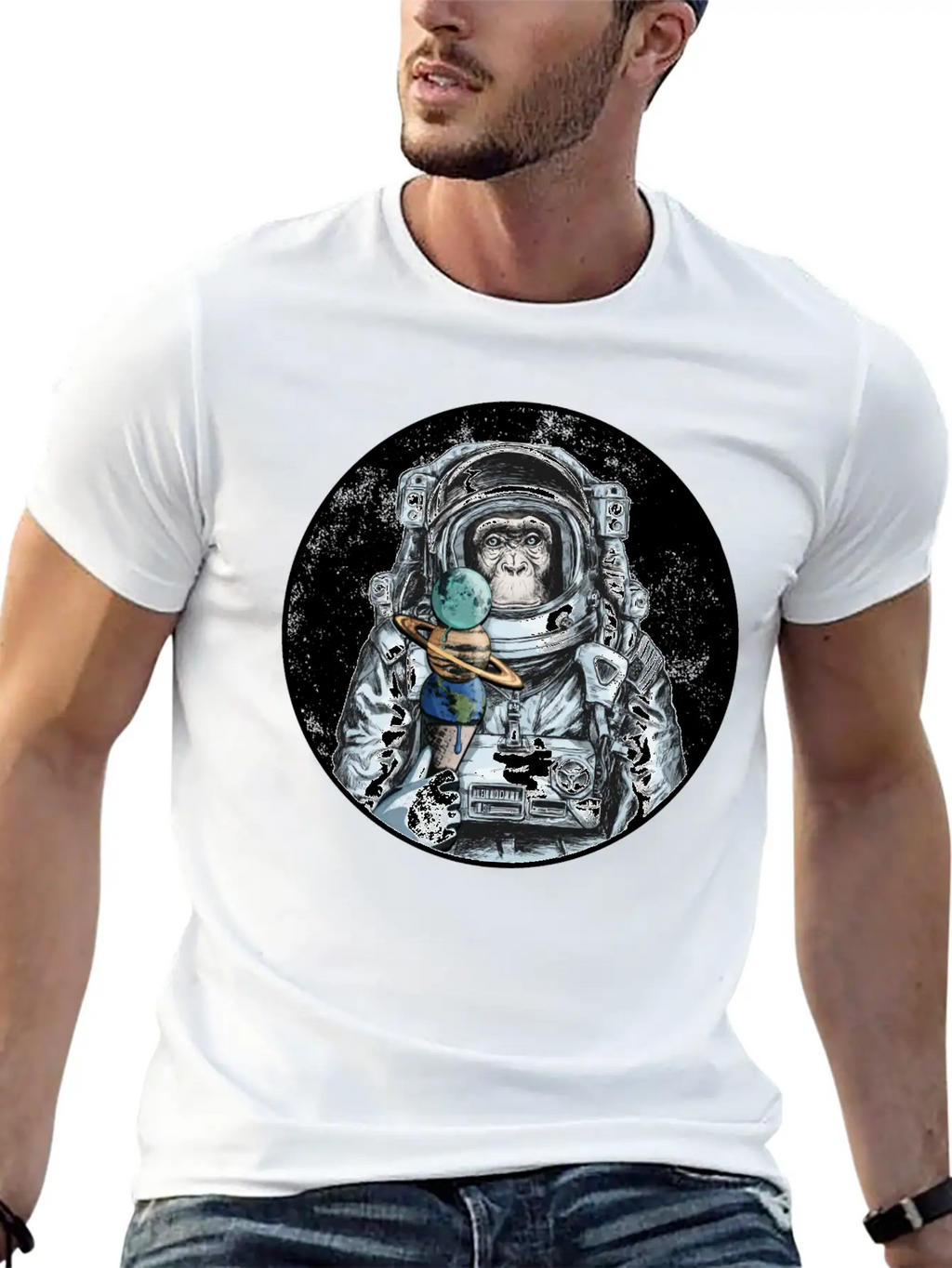 Ape Astronaut Outer Space Ice Cream Moon Monkey Unisex Casual T-Shirt – Clean Design For Daily Comfort