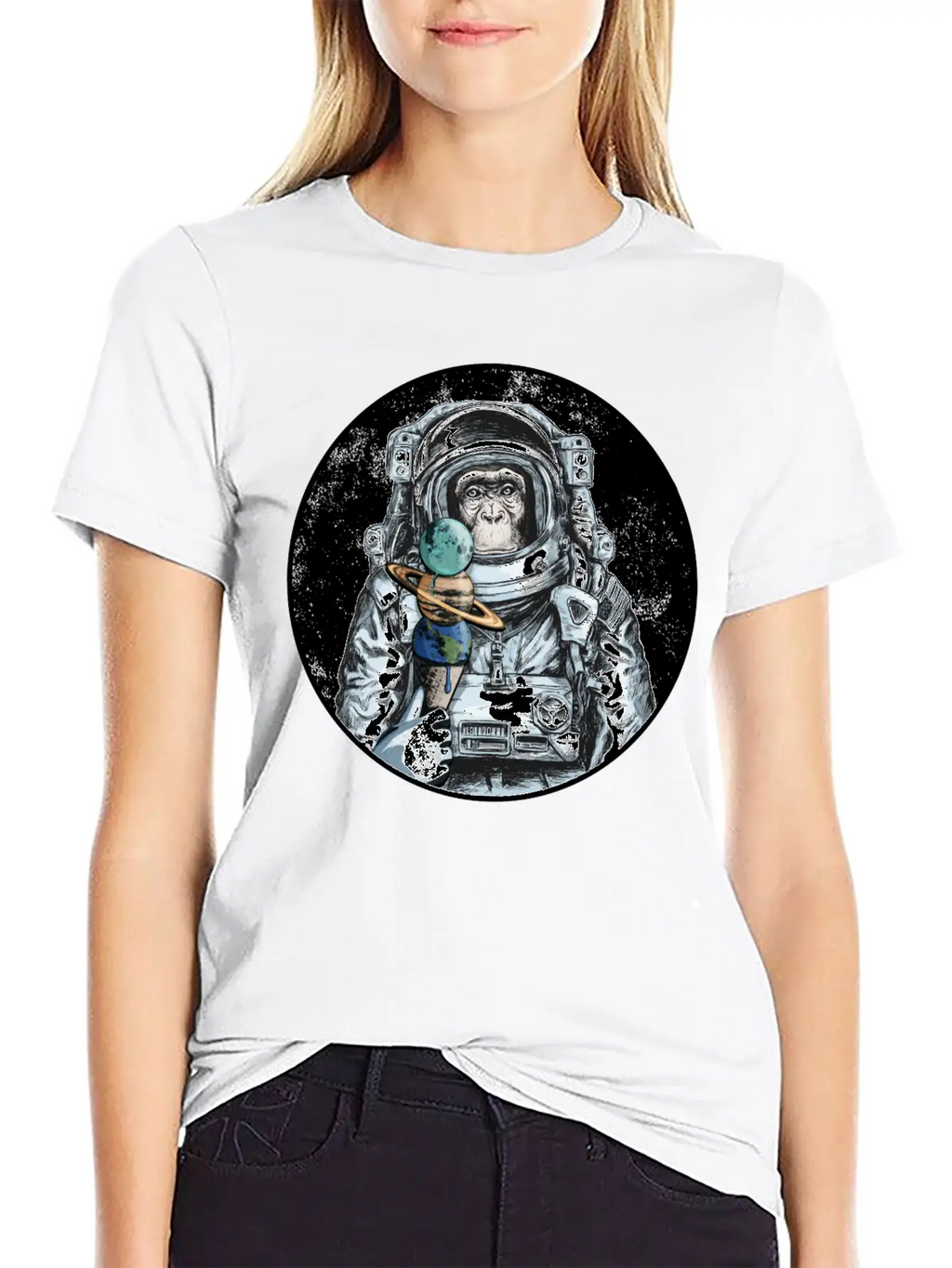 Ape Astronaut Outer Space Ice Cream Moon Monkey Unisex Casual T-Shirt – Clean Design For Daily Comfort