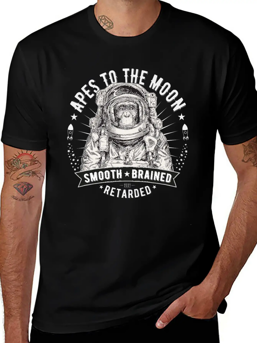 Apes To The Moon Relaxed Everyday Tee – Lightweight And Durable Cotton