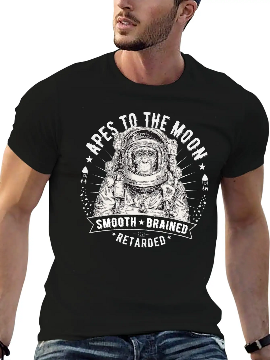 Apes To The Moon Relaxed Everyday Tee – Lightweight And Durable Cotton