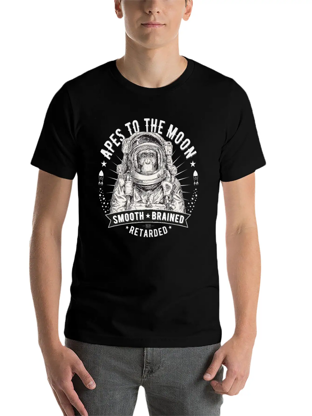Apes To The Moon Relaxed Everyday Tee – Lightweight And Durable Cotton