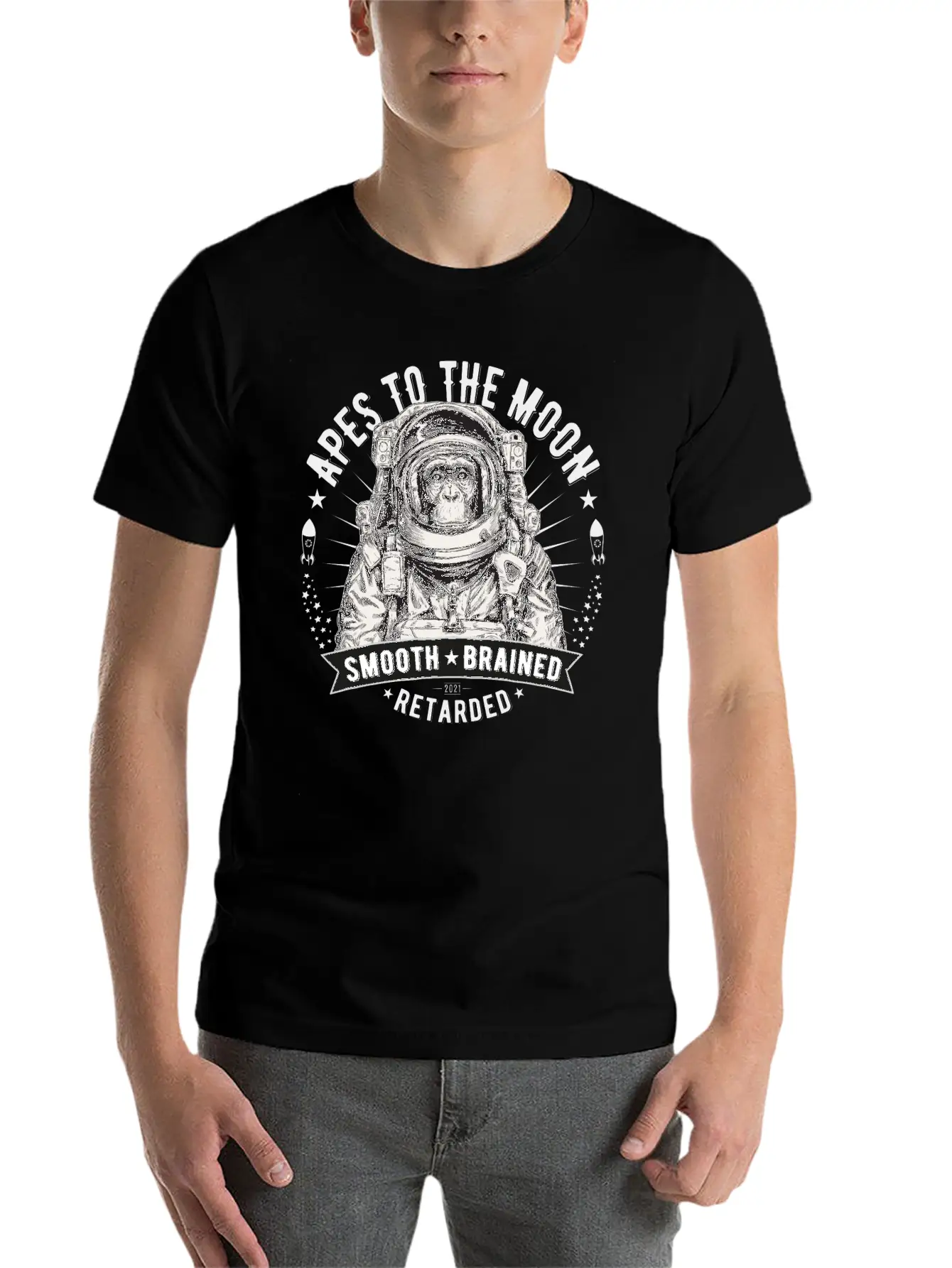 Apes To The Moon Relaxed Everyday Tee – Lightweight And Durable Cotton