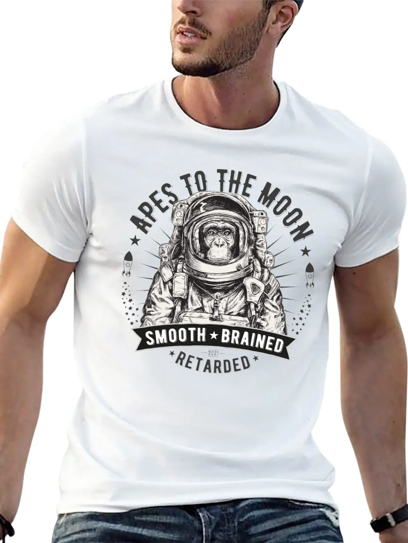 Apes To The Moon Relaxed Everyday Tee – Lightweight And Durable Cotton
