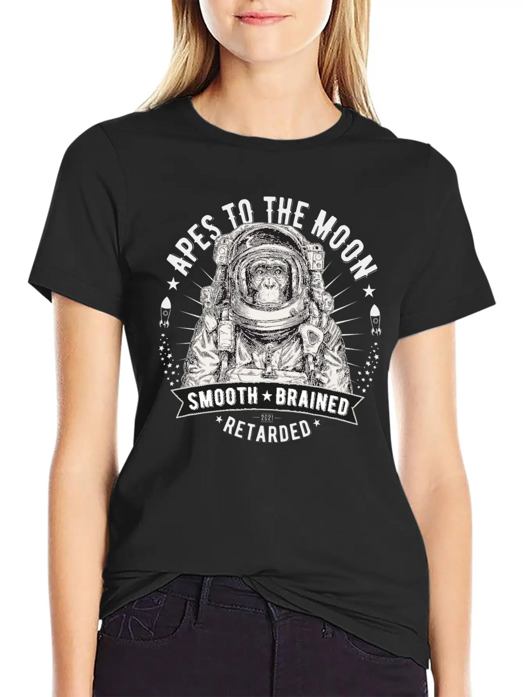 Apes To The Moon Relaxed Everyday Tee – Lightweight And Durable Cotton