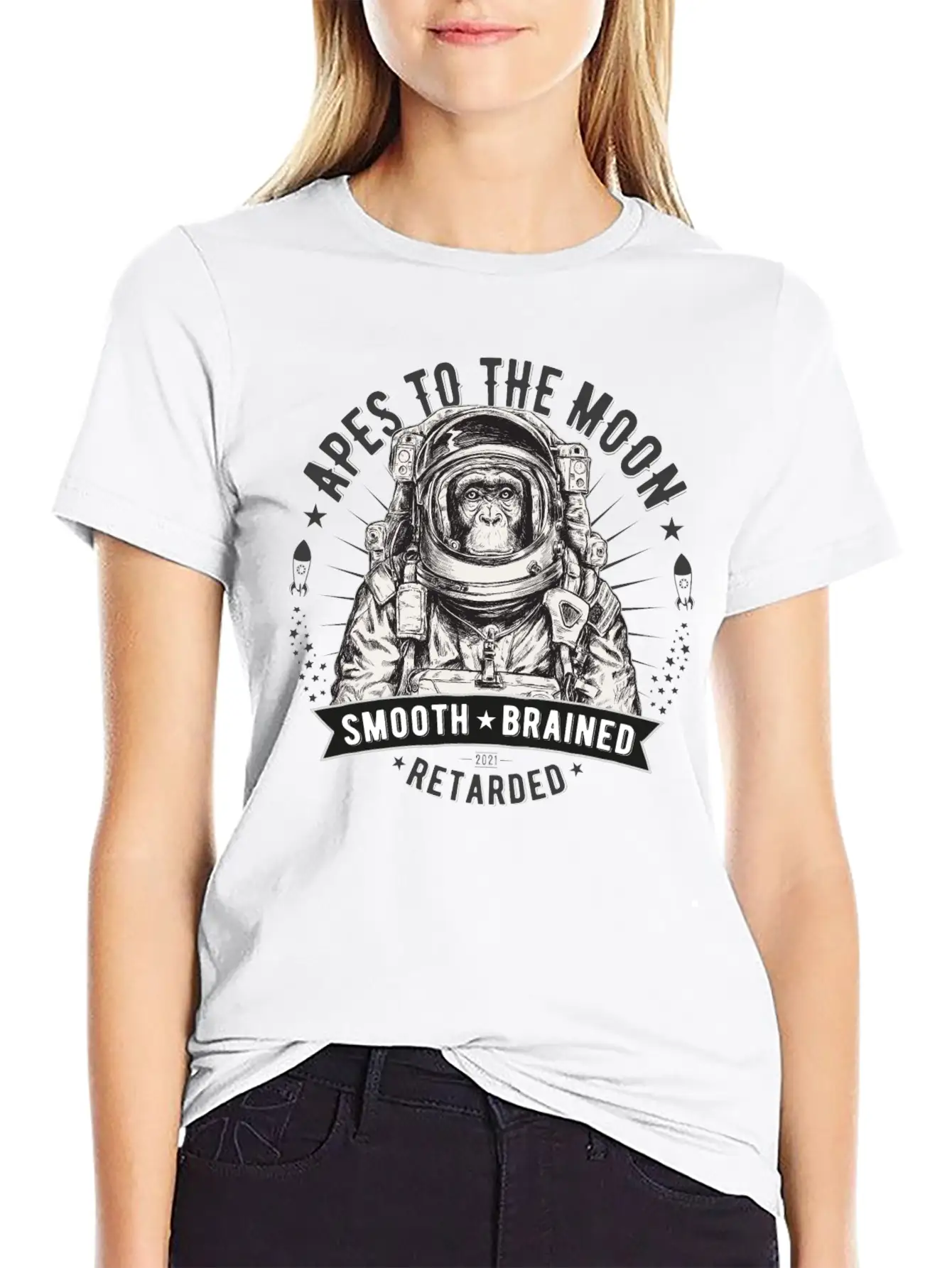 Apes To The Moon Relaxed Everyday Tee – Lightweight And Durable Cotton
