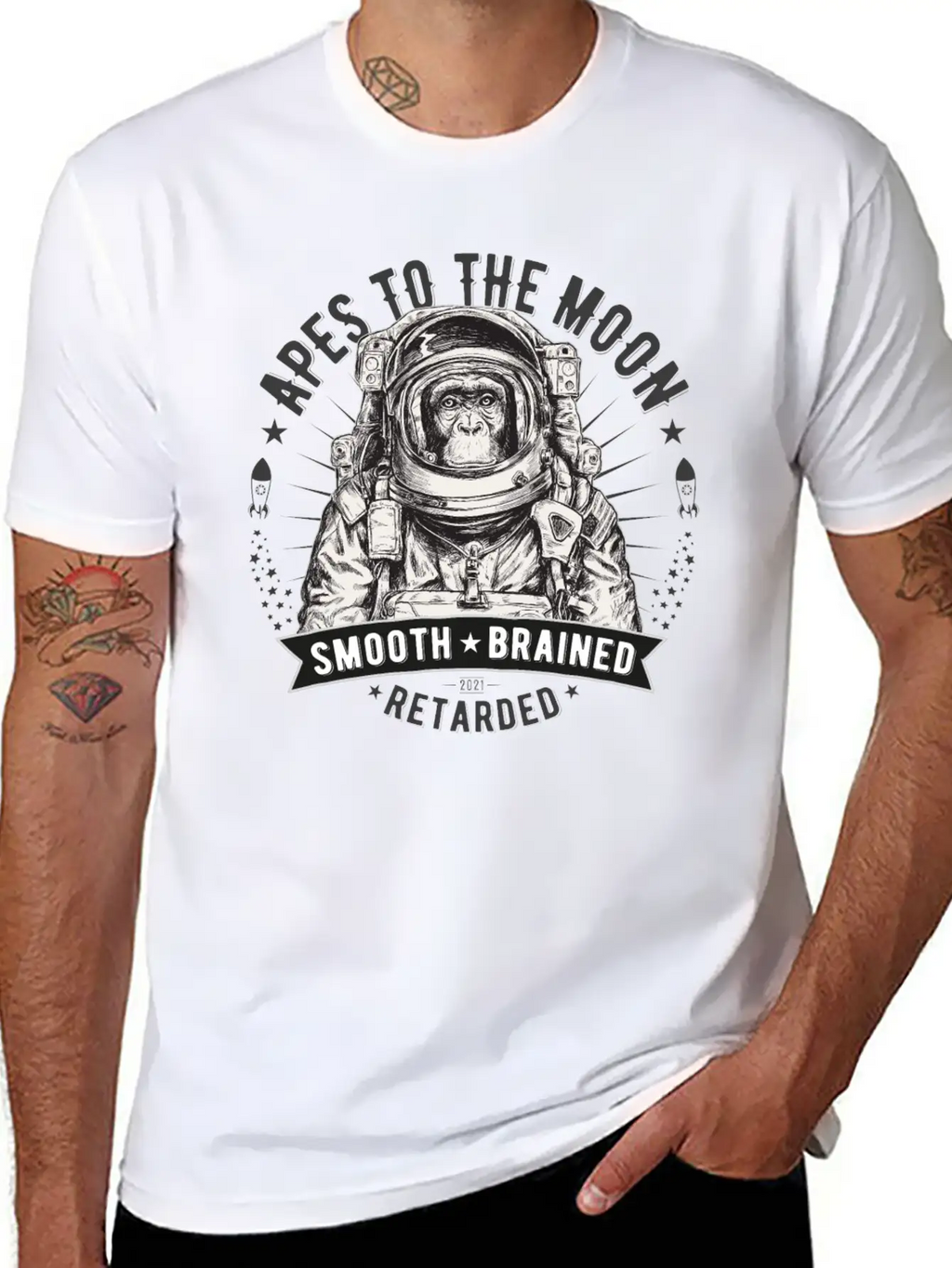 Apes To The Moon Relaxed Everyday Tee – Lightweight And Durable Cotton