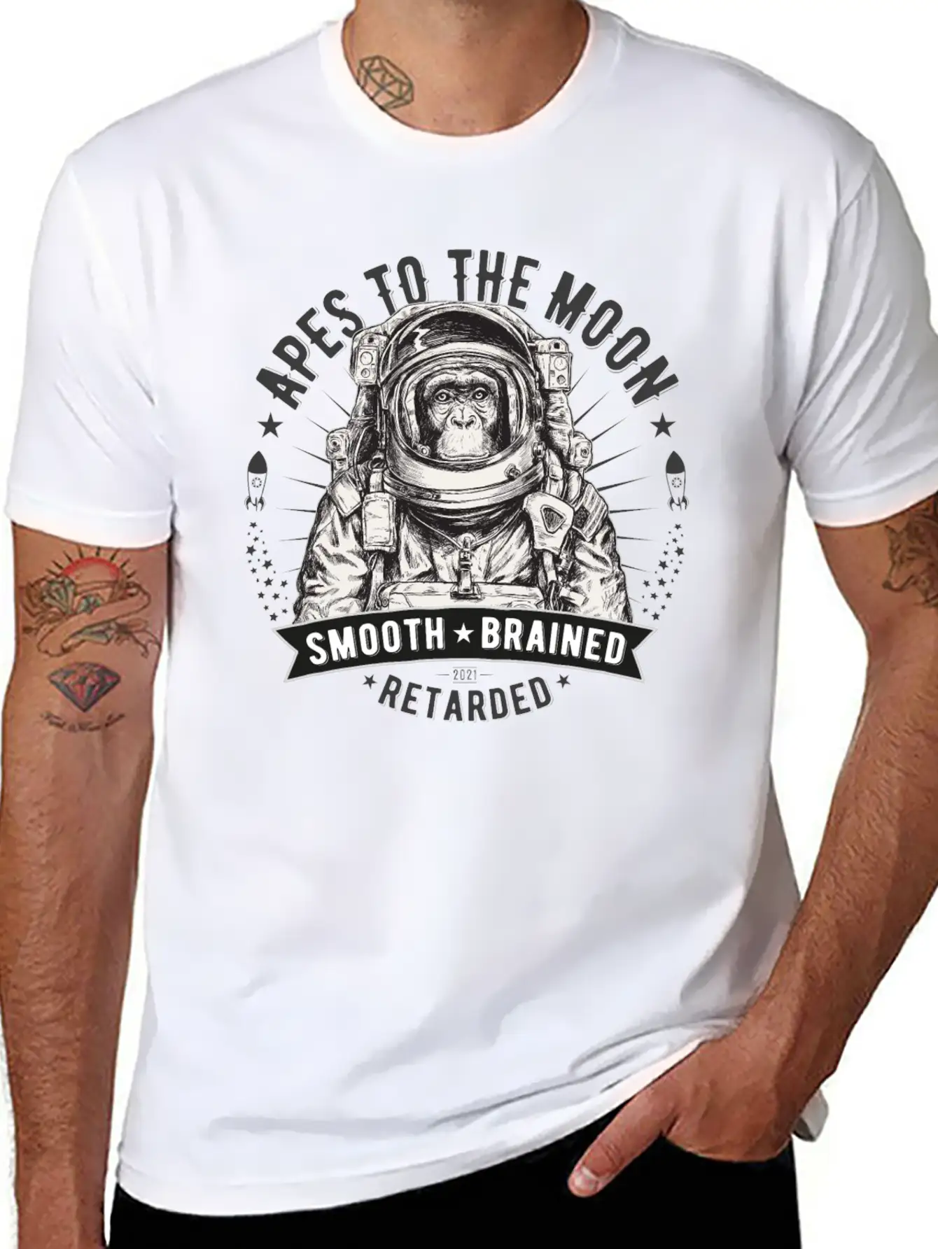 Apes To The Moon Relaxed Everyday Tee – Lightweight And Durable Cotton