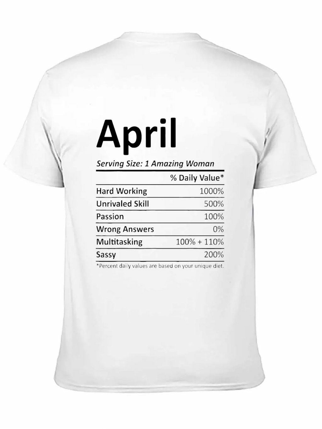 APRIL Nutrition Personalized Name Funny Christmas Unisex Casual T-Shirt – Clean Design For Daily Comfort