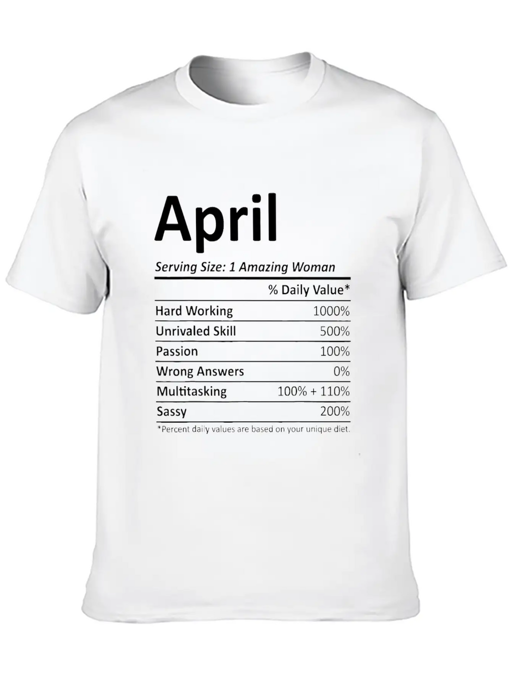 APRIL Nutrition Personalized Name Funny Christmas Unisex Casual T-Shirt – Clean Design For Daily Comfort