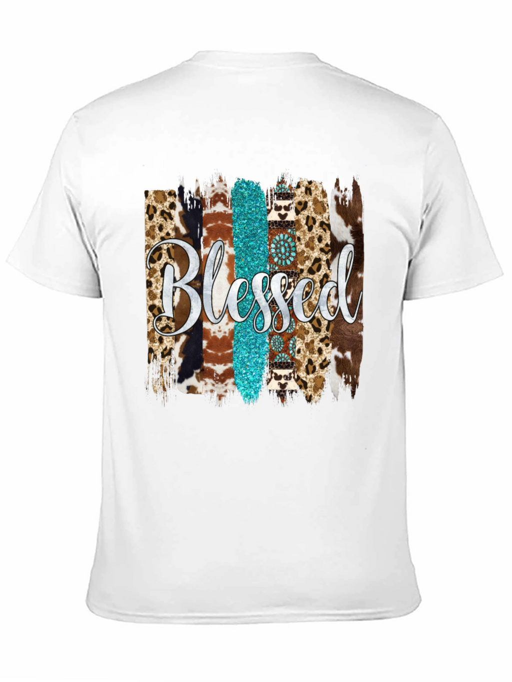 Blessed Western Graphic Tee - Turquoise & Animal Print