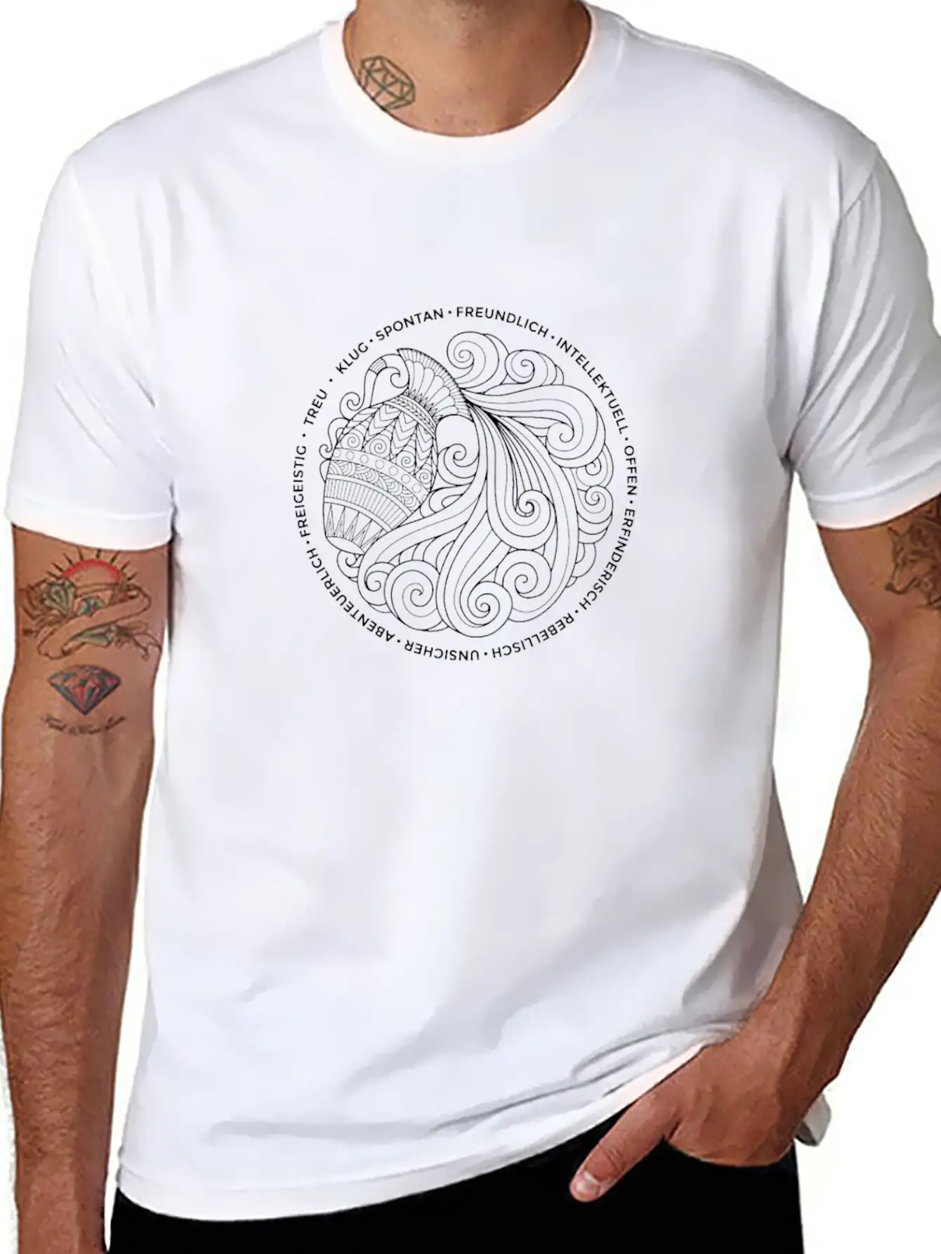 Aquarius Zodiac Sign Character Classic Cotton Tee – Unisex Comfort For Any Season