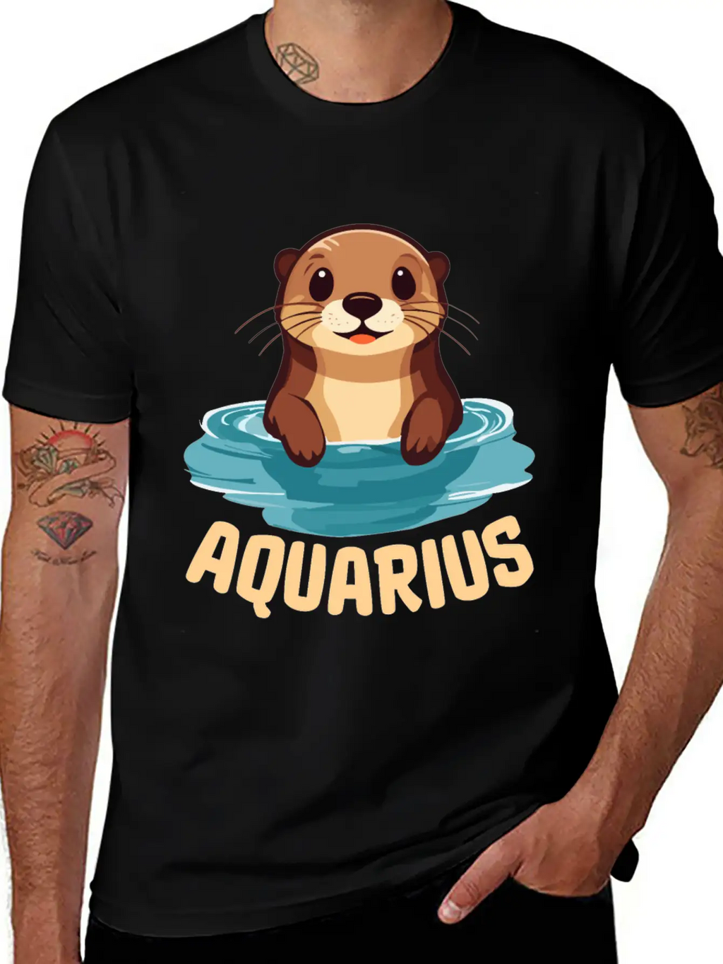 Aquarius Zodiac Sign Cute Cartoon Kawaii Funny Gif Essential Cotton Tee For Daily Outfits – Unisex Style