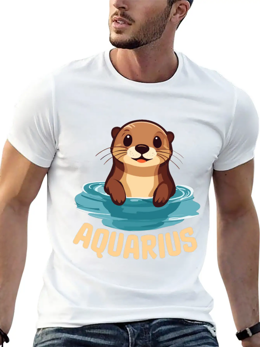 Aquarius Zodiac Sign Cute Cartoon Kawaii Funny Gif Essential Cotton Tee For Daily Outfits – Unisex Style