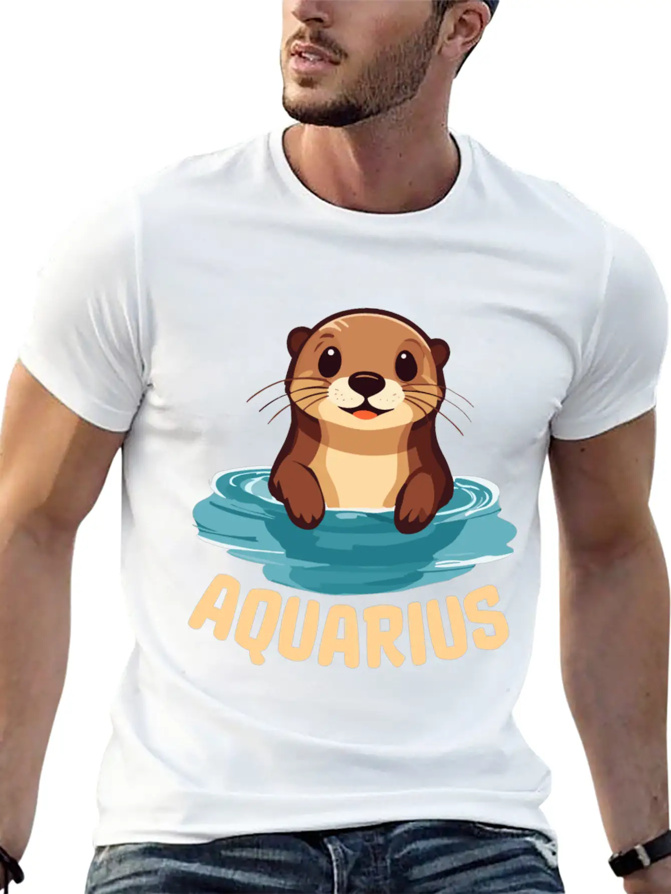 Aquarius Zodiac Sign Cute Cartoon Kawaii Funny Gif Essential Cotton Tee For Daily Outfits – Unisex Style
