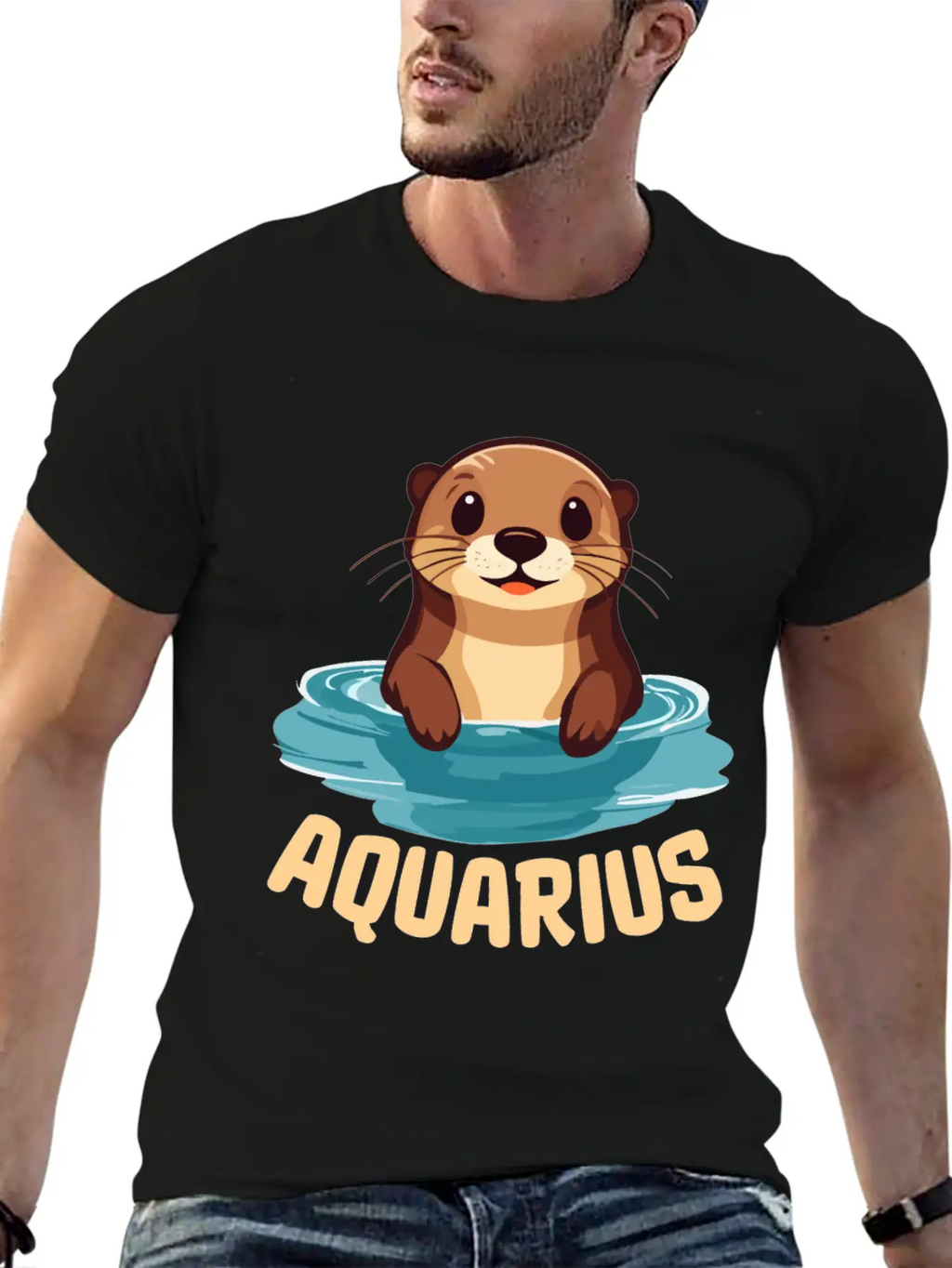 Aquarius Zodiac Sign Cute Cartoon Kawaii Funny Gif Essential Cotton Tee For Daily Outfits – Unisex Style
