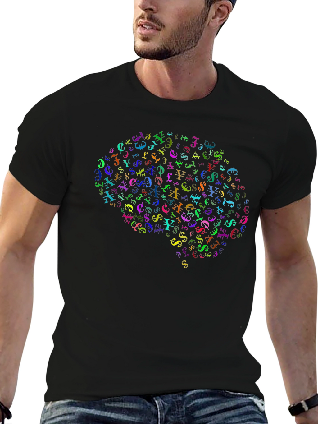 Brain Currency Symbol Graphic Tee - Black