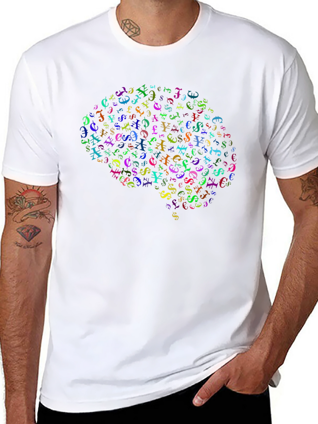 Brain Currency Symbol Graphic Tee - Black