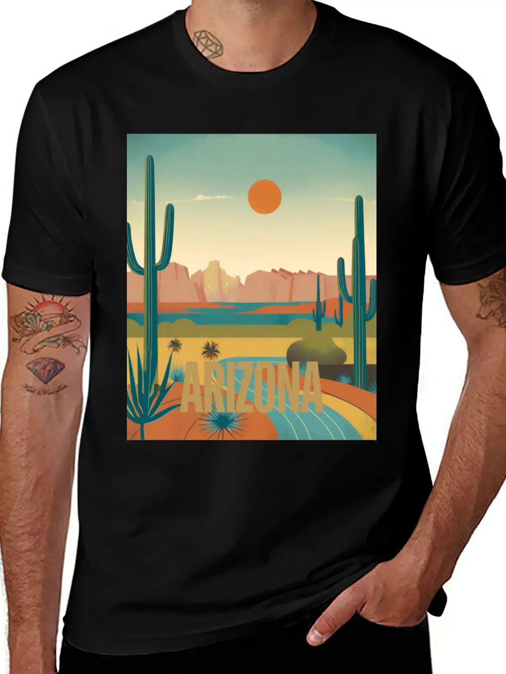 Arizona Desert Vintage Sunset T-Shirt Modern Fit Casual T-Shirt – Clean And Versatile Design