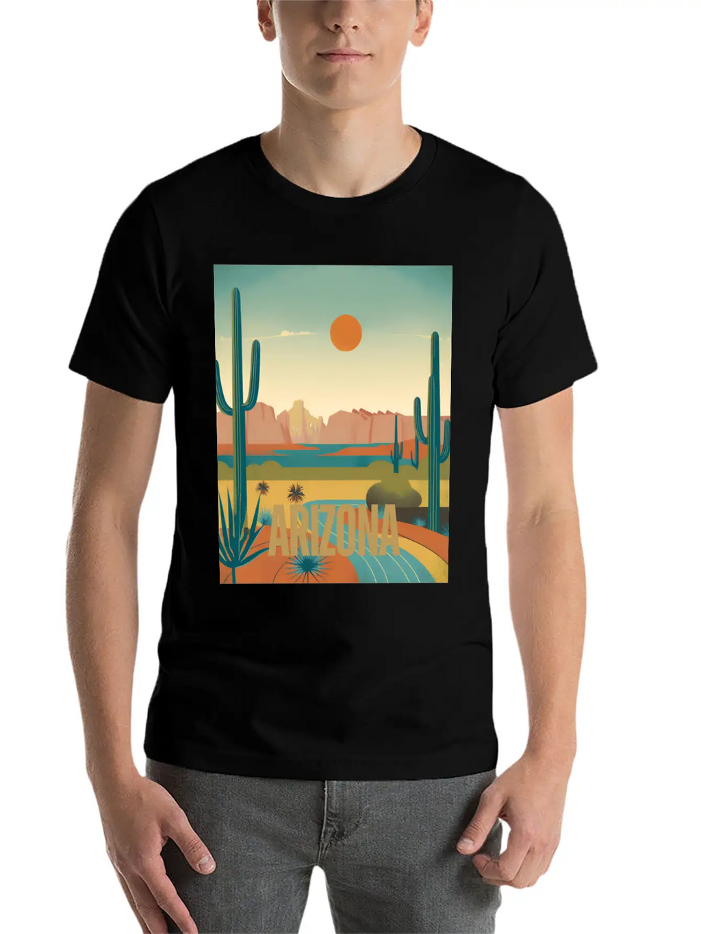 Arizona Desert Vintage Sunset T-Shirt Modern Fit Casual T-Shirt – Clean And Versatile Design